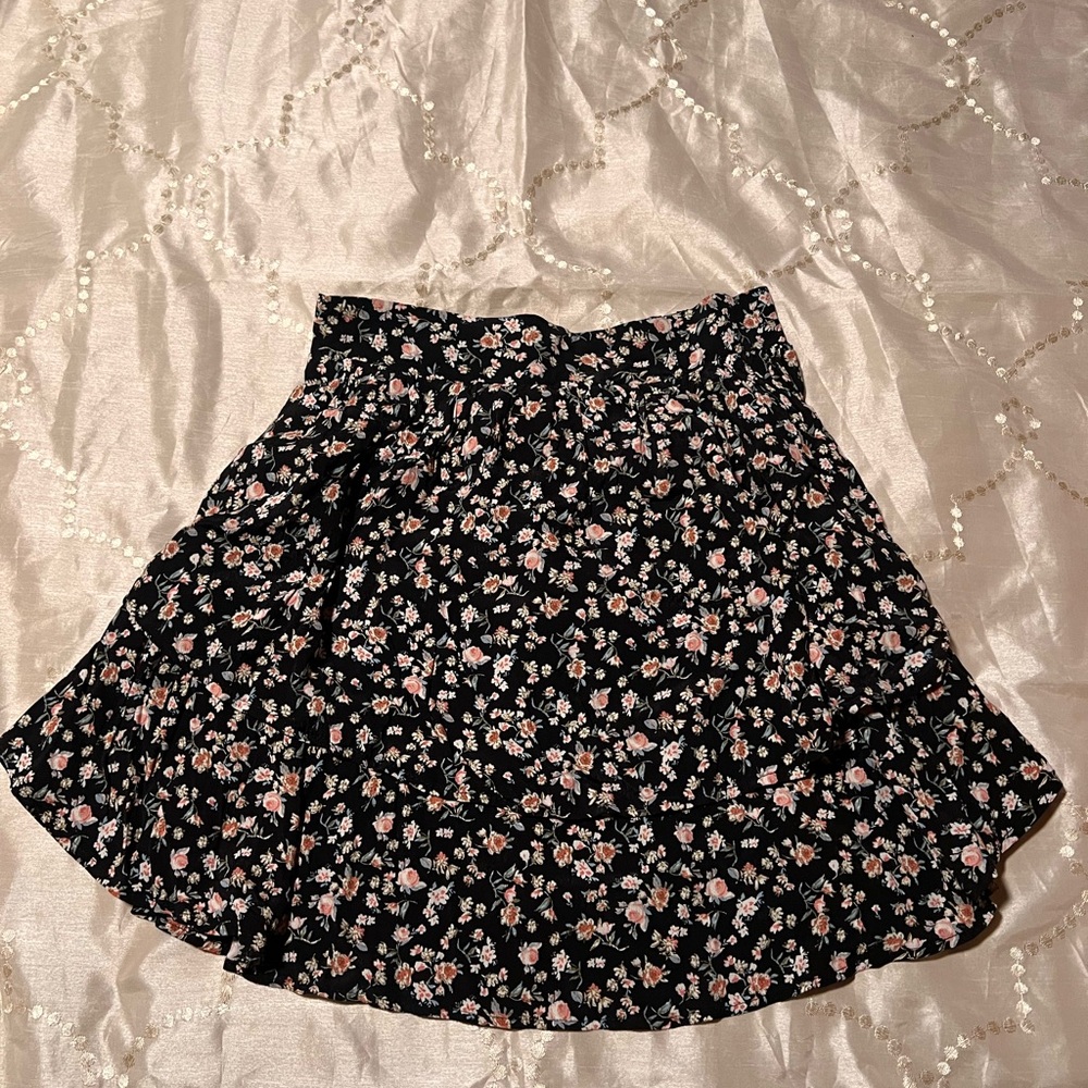Wild Fable Black Floral Skater Skirt